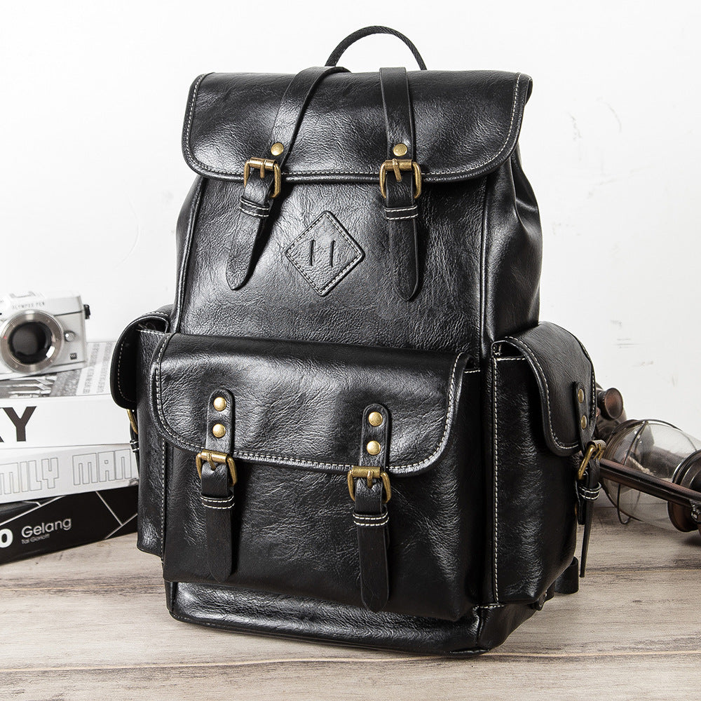 Stylish PU Leather Backpack for Men - Outdoor Travel