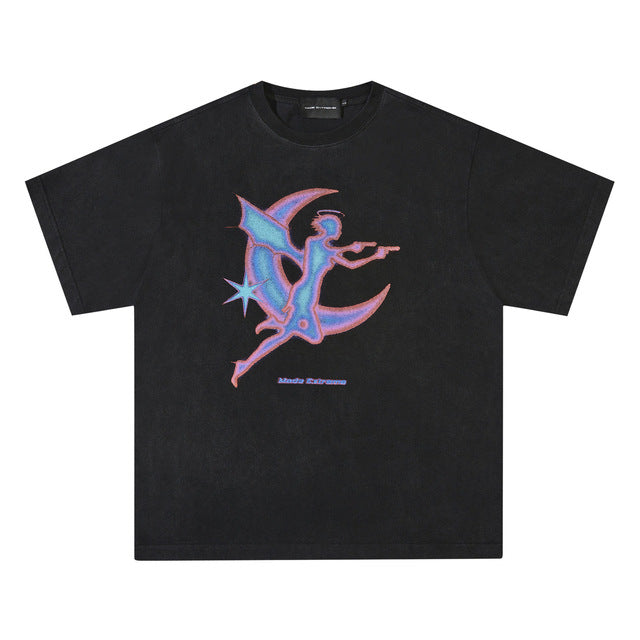Extreme Short-Sleeved T-Shirt for Men and Women - Moon Print