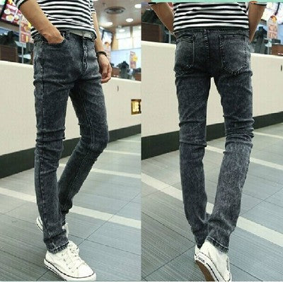 Men's Slim Fit Stretch Denim Pants Casual Black Trousers