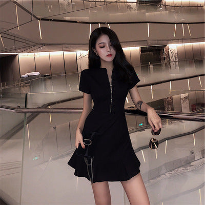 Summer Korean Style Black Mermaid Dress for Women