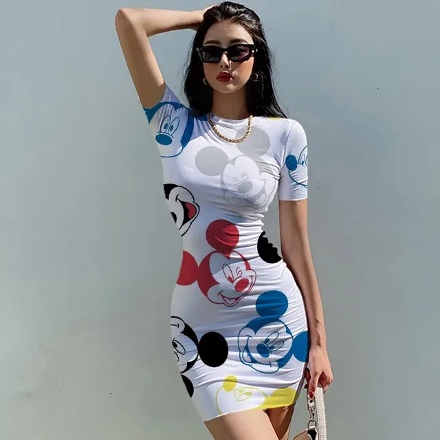 2023 Disney Mickey Mouse Print Summer Dress for Women