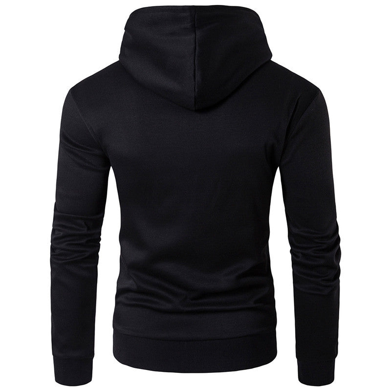 Men's Spring Autumn Hooded Jacket with Faux Leather