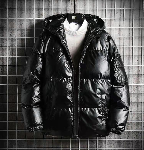 Men's Short PU Leather Cotton Jacket with Shine Finish