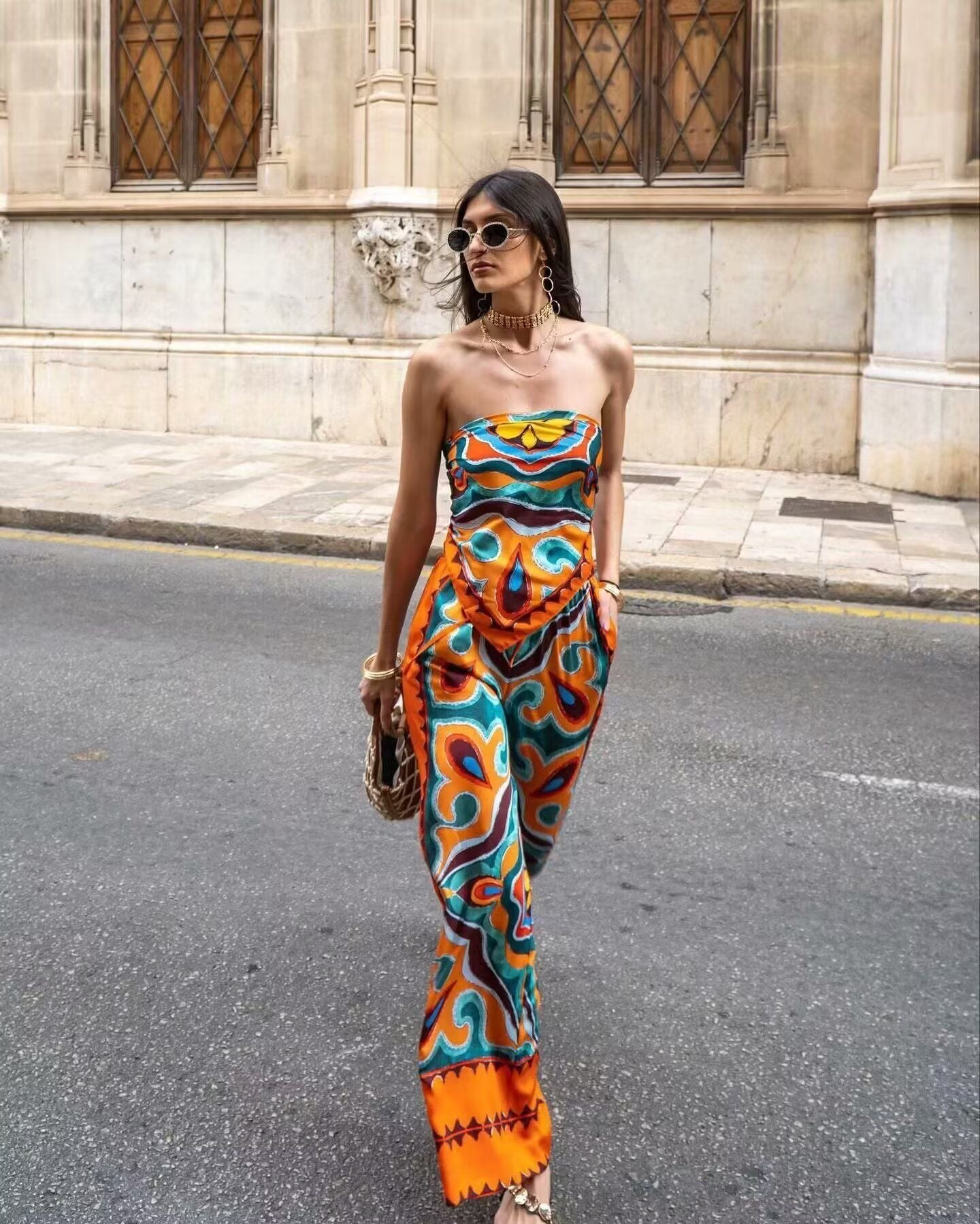 European Style Wholesale Spring Summer Top & Printed Pants