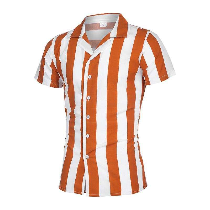 Men's Summer Striped Slim Fit Short Sleeve Shirt