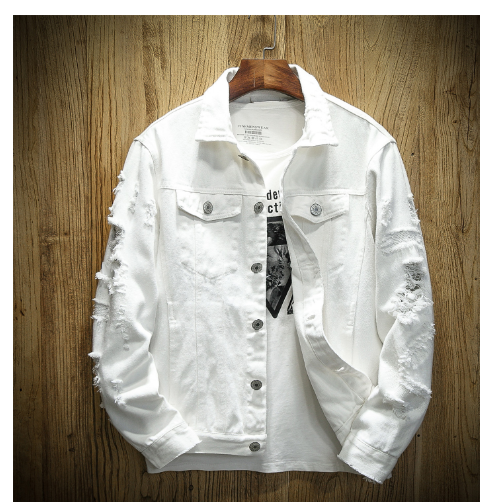 Stylish Pink Ripped Denim Jacket for Men