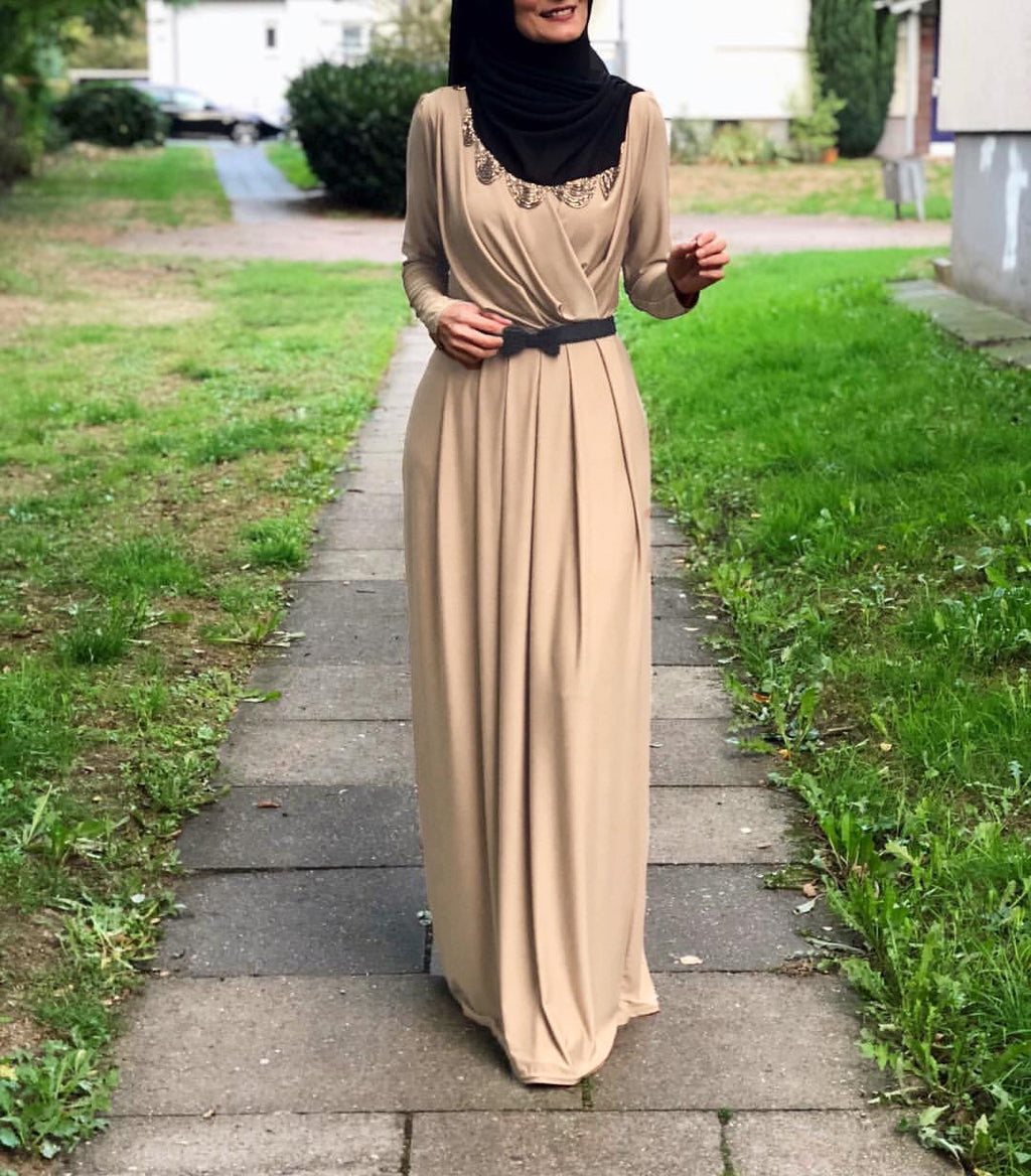 The Ligne Pure Solid Long Modest Dress | Evarisluxe