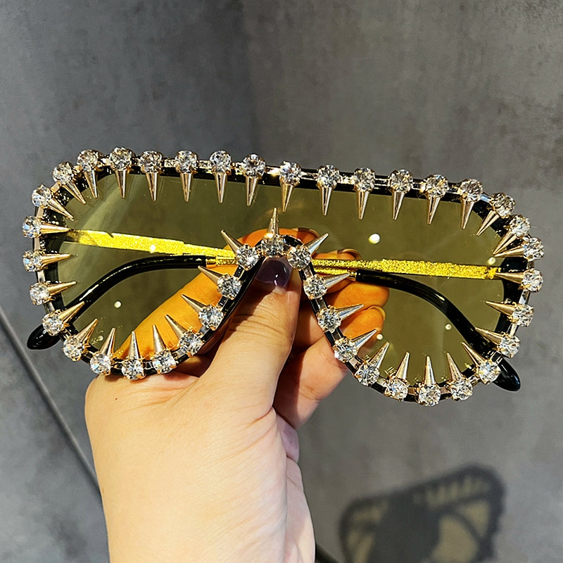 Luxury Designer Punk Rhinestone Sunglasses for Men & Women