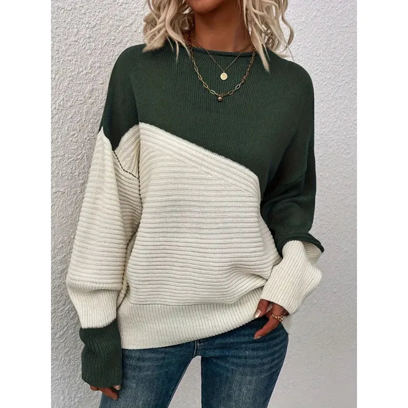 Women's Colorblock Knitted Sweater Pullover