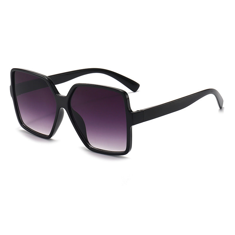 Oversized Black Square Sunglasses for Women with Mirror