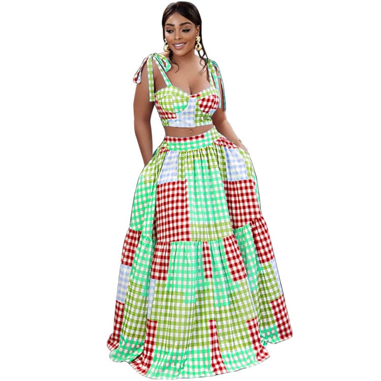 Summer Camisole and Hip Skirt Dress Two-Piece Set