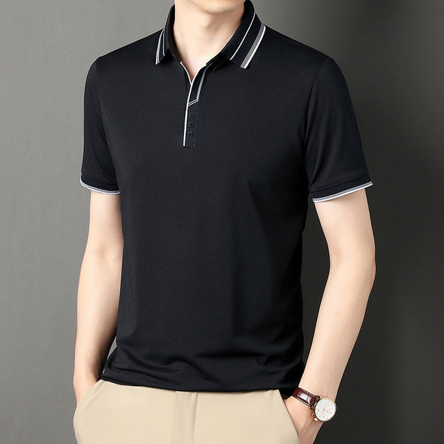 Men's Color Block Polo T-Shirt - Casual Slim Fit Top