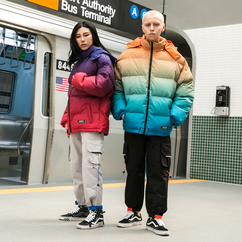 Gradient Hoodie Cotton Jacket for Men - Winter Outerwear