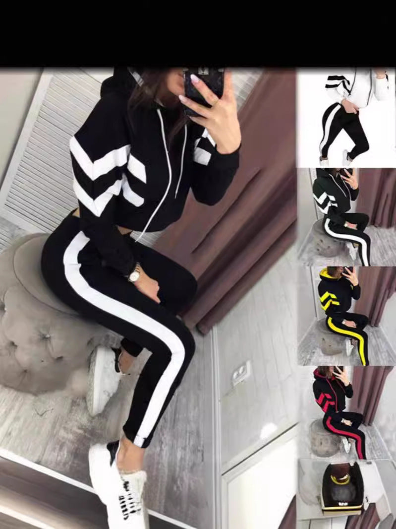 Summer Women's Printed Color Block Two-Piece Set
