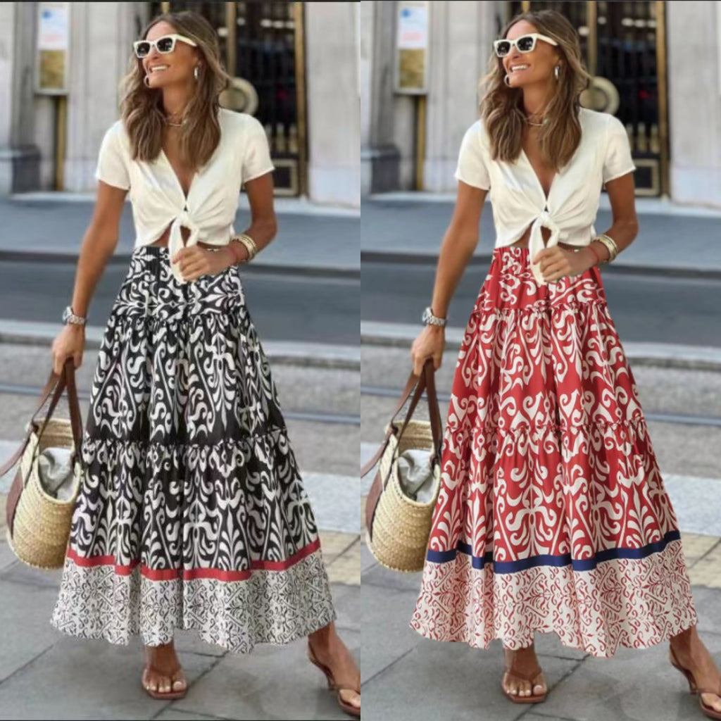 2023 Summer Ruffle Hem Midi Skirt for Women
