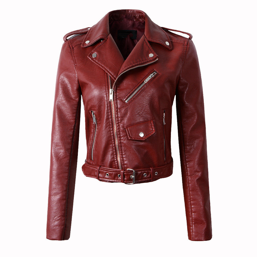 PU Wash Leather Jacket for Women - Casual Style