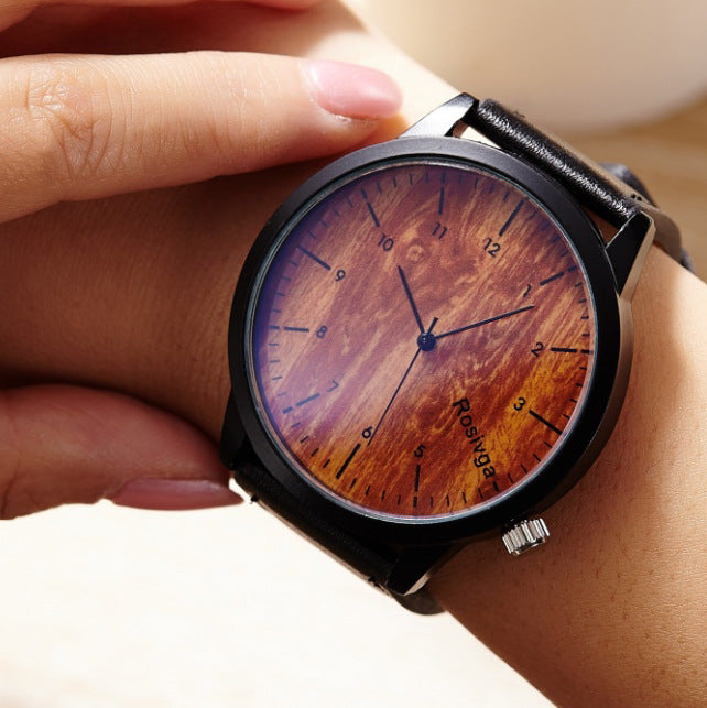 Korean Style Wood Grain Couple Watches for Students