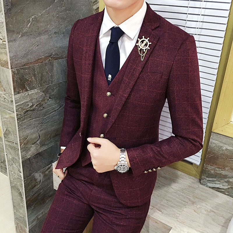 Men's Fall Winter Suit Set - Groom Wedding Outfit