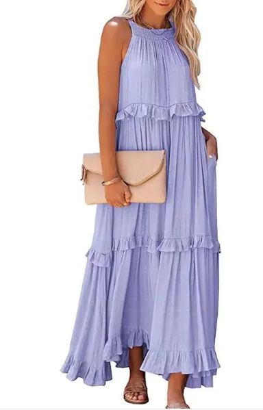 Evarisluxe Holiday Ruffled Maxi Dress
