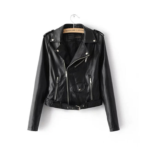 2020 Women's Slim Fit Leather Jacket with Zipper
