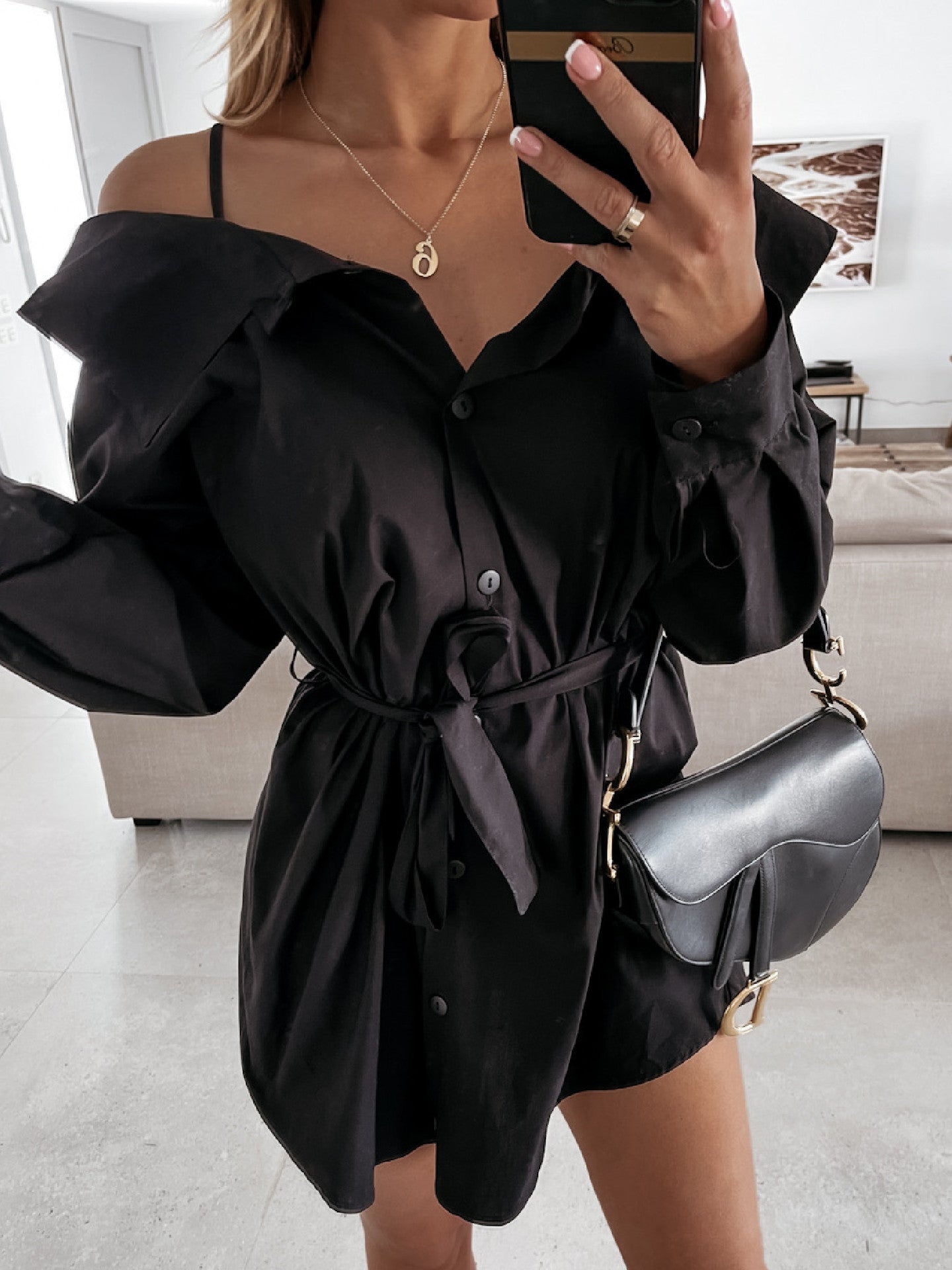 Evarisluxe Simple Solid Color Tied Dress