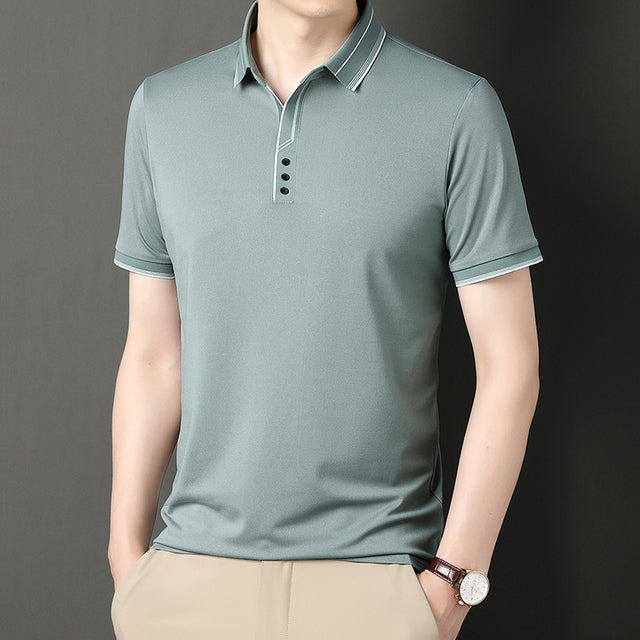 Men's Color Block Polo T-Shirt - Casual Slim Fit Top