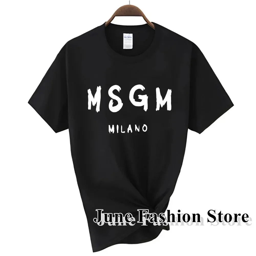 2024 Summer Fashion Letter Print Cotton T-Shirt for Women