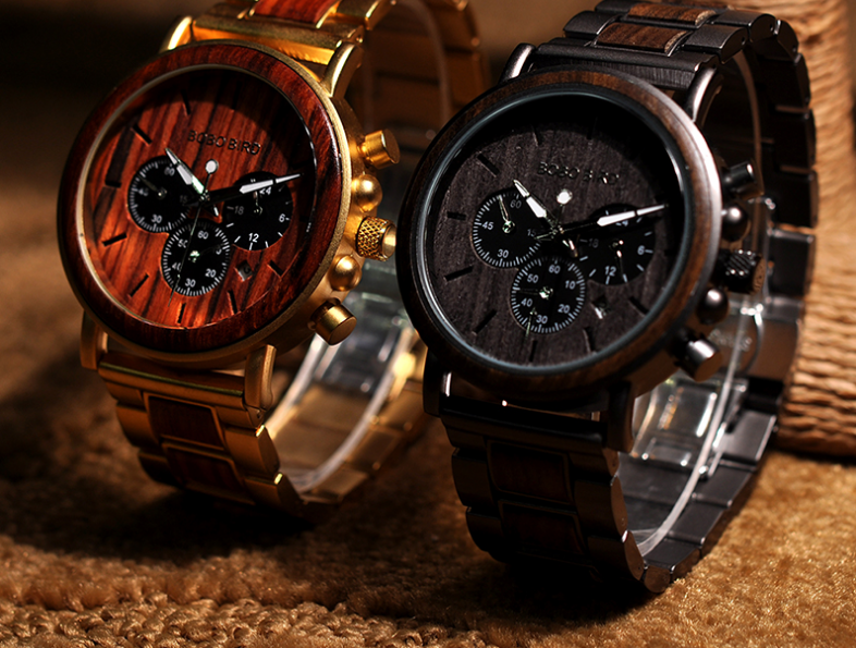 Men's Three-Eye Wooden Watch - Premium Design