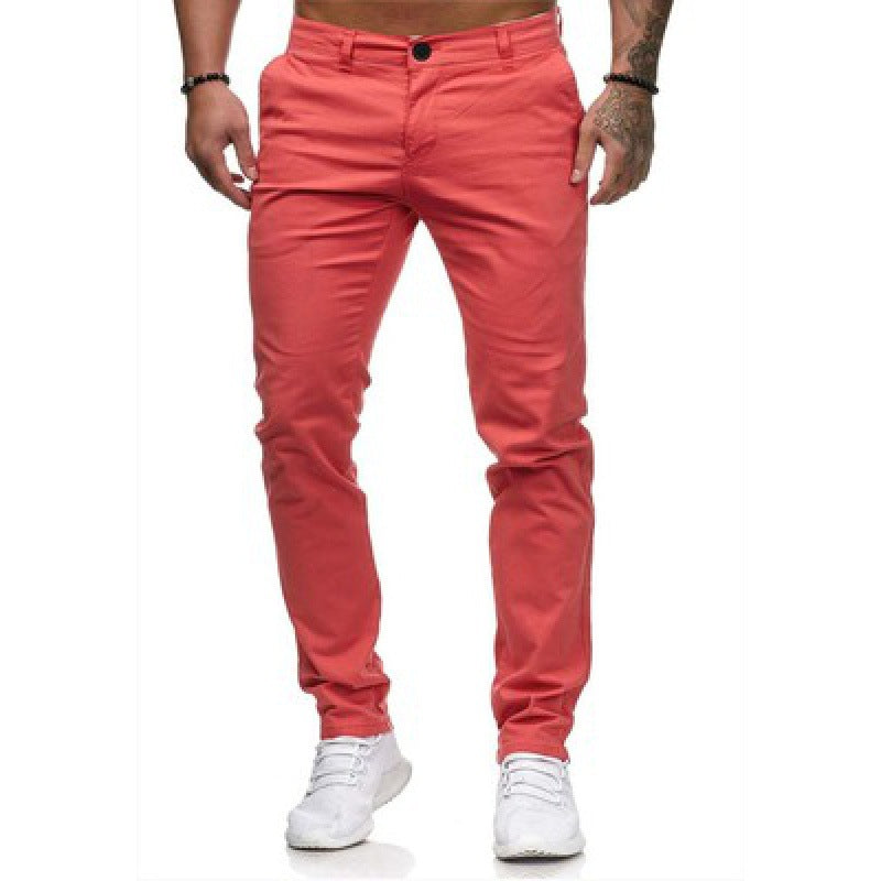 Men's Casual Slim Fit Solid Color Trousers (Wholesale)