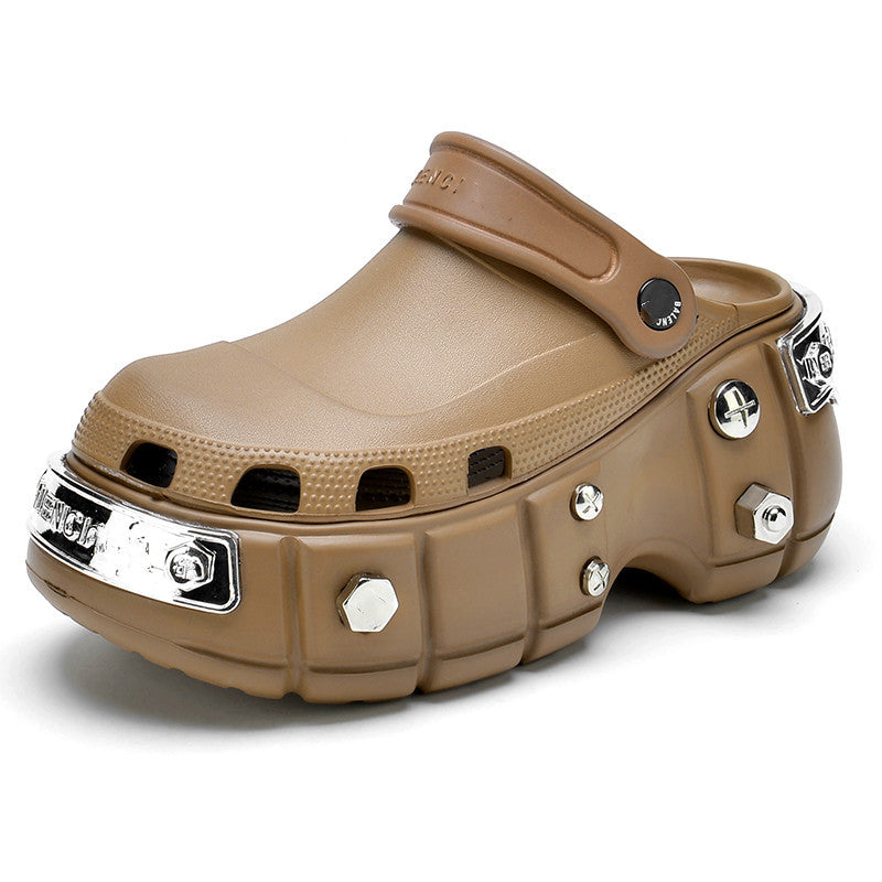 2023 Summer New Studded Metal Clog Shoes for Women