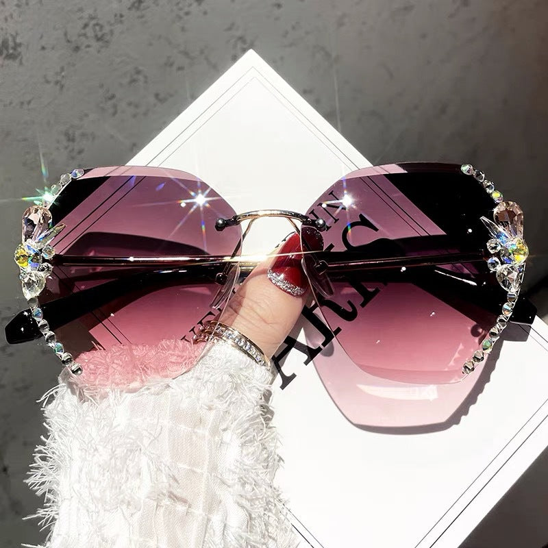 Vintage Rimless Rhinestone Sunglasses for Men & Women