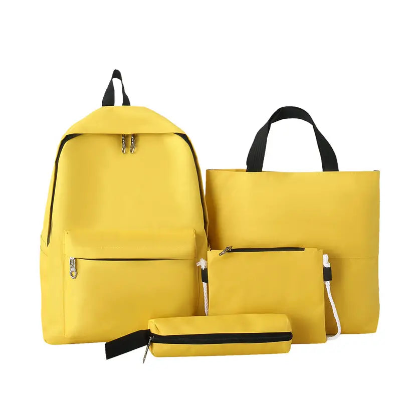 4-Piece Solid Color Backpack Set for Students
