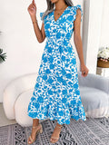 Spring Summer Casual Ruffle Floral Maxi Dress
