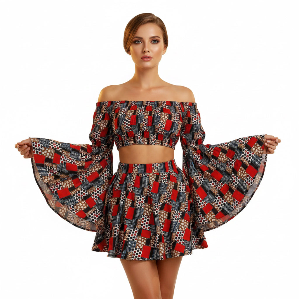Colorful patterned skirt on a white background