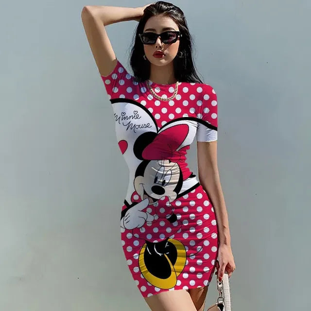 2023 Disney Mickey Mouse Print Summer Dress for Women