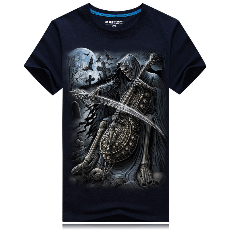 3D Fashion Short Sleeve T-Shirt with Cello Print