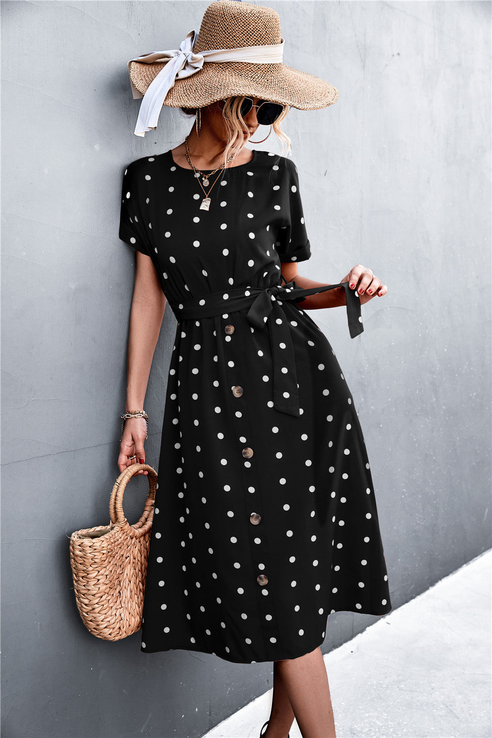 2021 Spring/Summer Amazon Dot Belted Dress