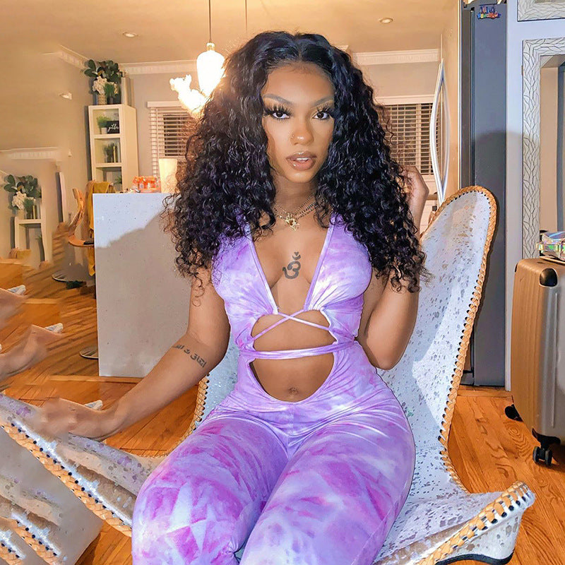 Summer Tie-Dye Strapless Jumpsuit for Women