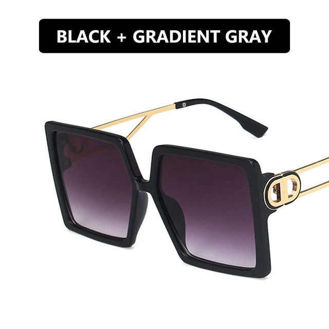 Hollow Square Sunglasses with Metal Legs for Women