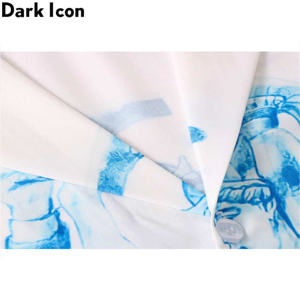 Vintage Dark Icon Printed Hawaiian Shirt for Men