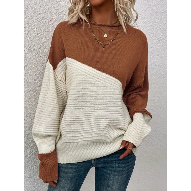 Women's Colorblock Knitted Sweater Pullover