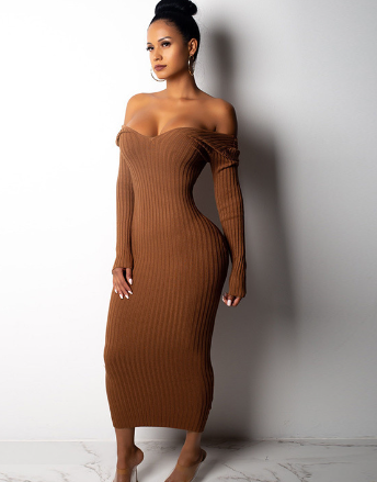 Mid-length Solid Color Dress for Women