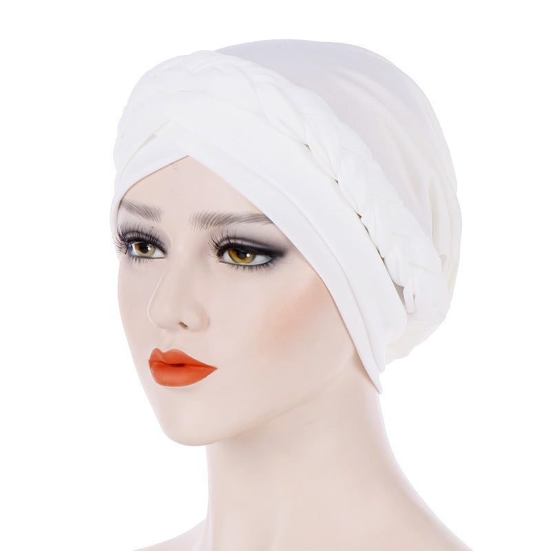 Muslim Single Braid Milk Silk Headwrap Hat 8003