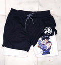 2023 Summer Men's Double Layer Anime Print Shorts