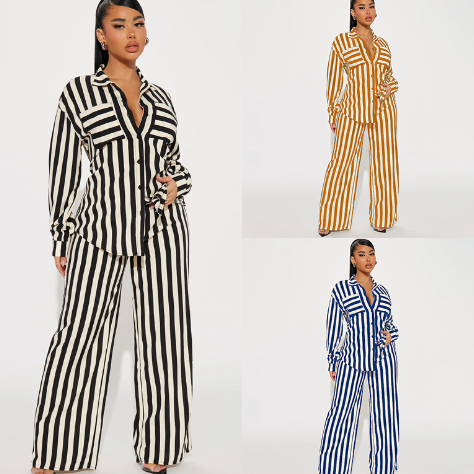 2-Piece Set: Wide Leg Pants and Cotton Linen Outfit
