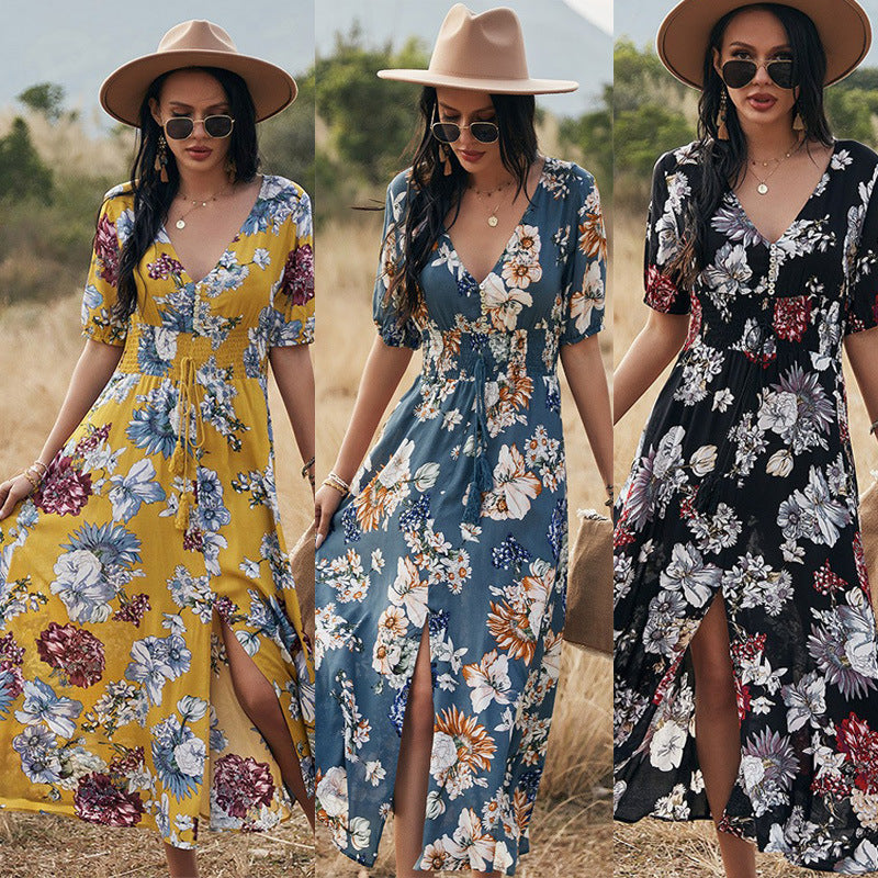 2023 Summer New Bohemian Print Dress for Women