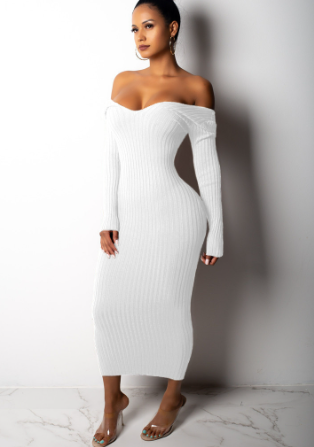 Mid-length Solid Color Dress for Women