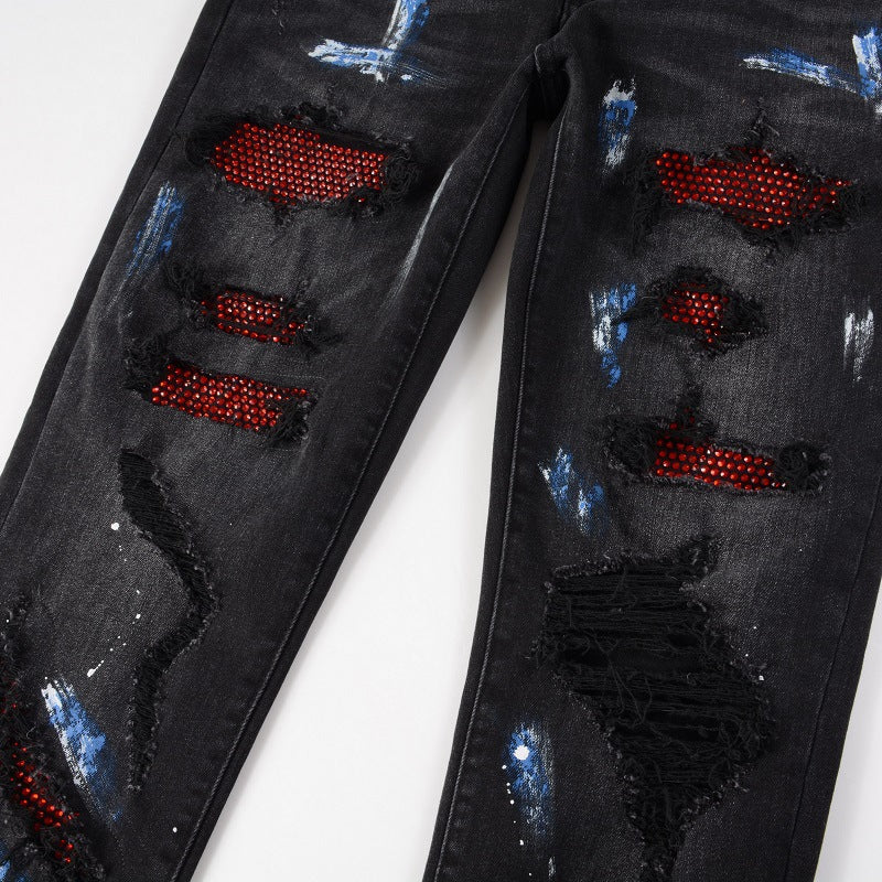 High Street Stylish Black Ripped Denim Pants for Men
