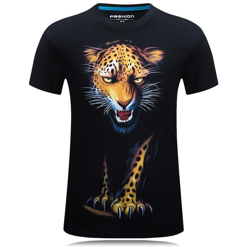 2020 3D Short Sleeve Men's T-Shirt with Leopard Print