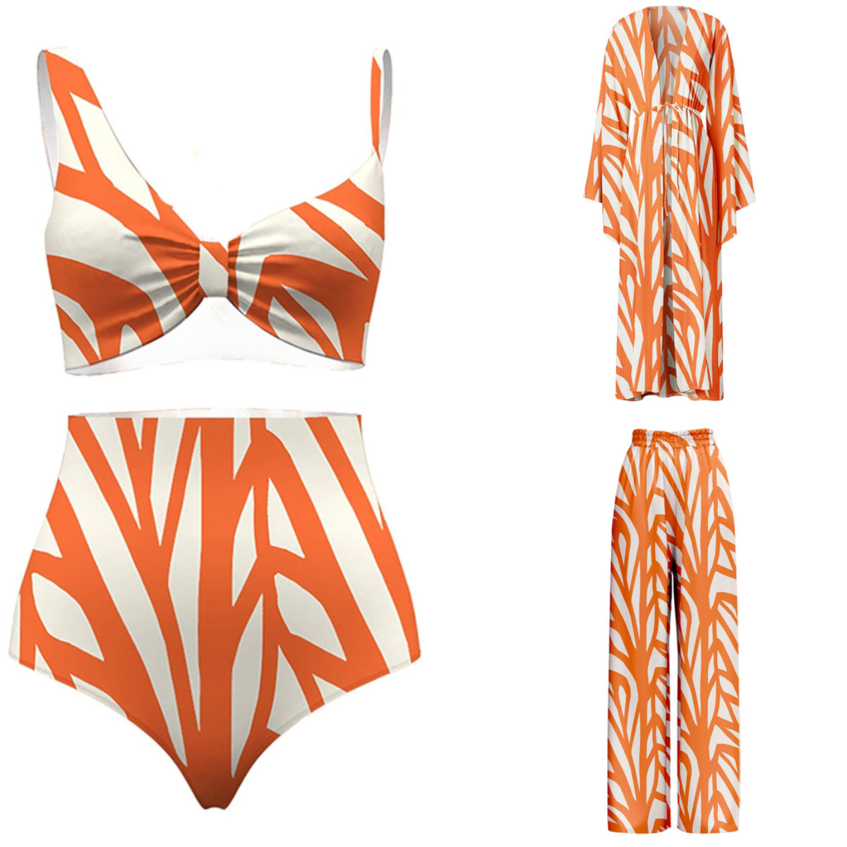 2023 Fashion Striped Print 3-Piece Swimwear Set
